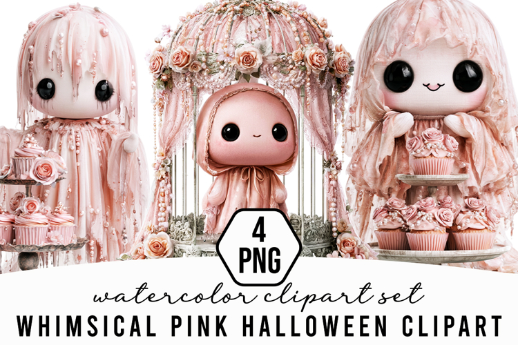 Whimsical Pink Halloween Clipart