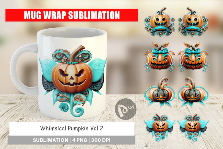 Mug Wrap Design Whimsical Pumpkin Sticker example image 1