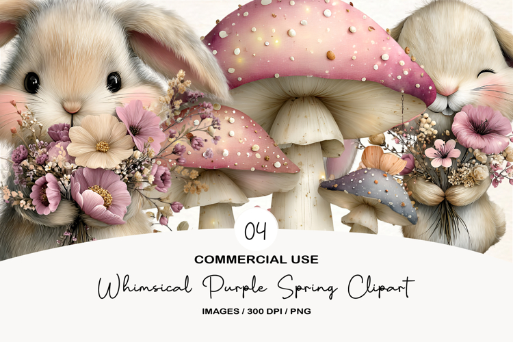 Whimsical Purple Spring Clipart