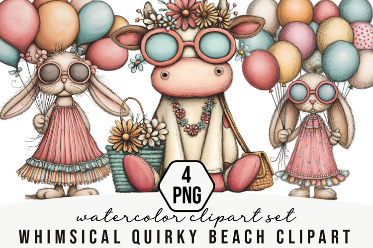 Whimsical Quirky Beach Clipart