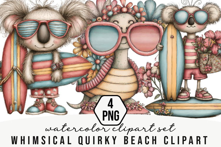 Whimsical Quirky Beach Clipart