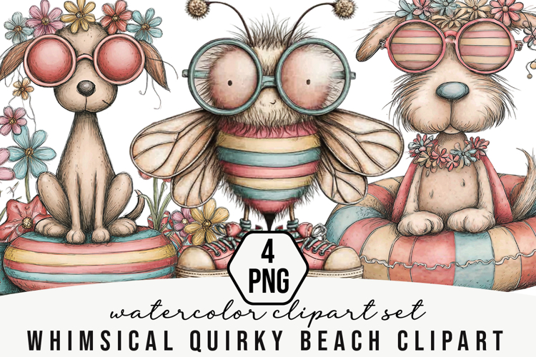 Whimsical Quirky Beach Clipart