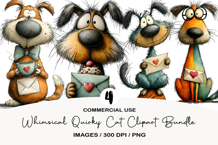 Whimsical Quirky Cat Clipart Sublimation