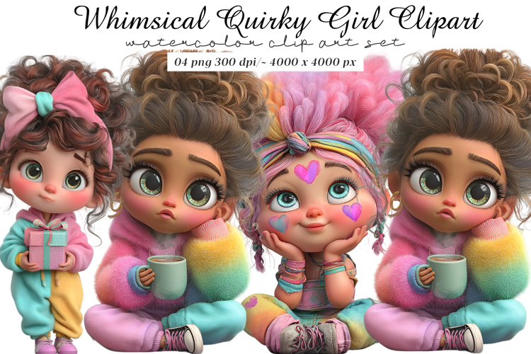 Whimsical quirky girls clipart - Quirky girls Png