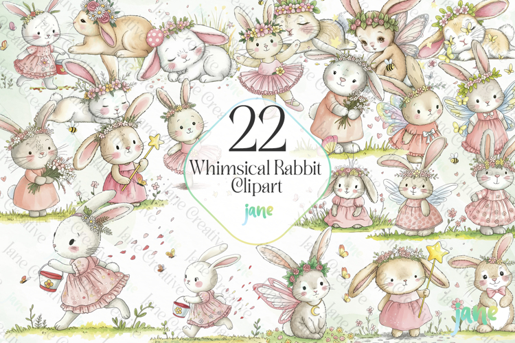Whimsical Rabbit Clipart