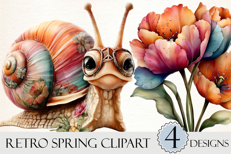 Whimsical Retro Spring Clipart