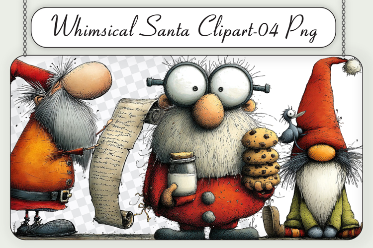 Whimsical Santa Clipart Sublimation