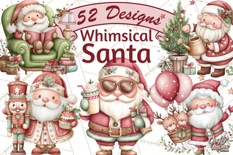 Whimsical Santa Clipart PNG, Cute Christmas Santa Clip Art