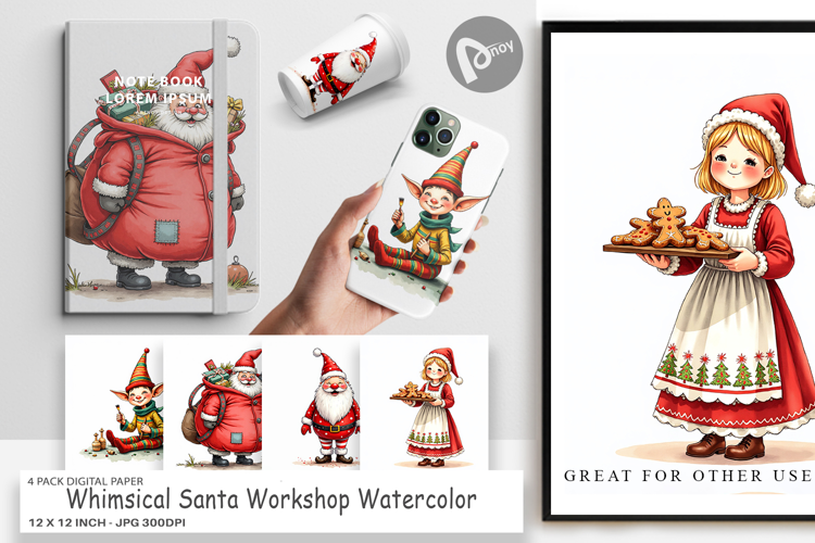 Santa Workshop Digital Paper