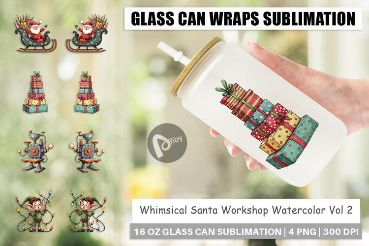 Santa Workshop Glass Can