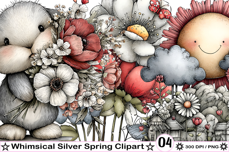 Whimsical Silver Spring Clipart
