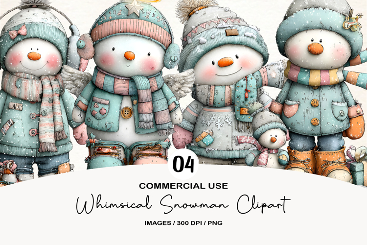 Whimsical Snowman Clipart