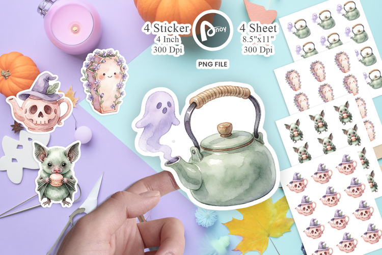 Spooky Lavender Tea Party Sticker