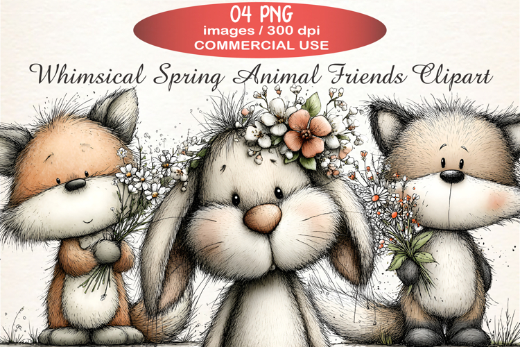 Whimsical Spring Animal Friends Clipart