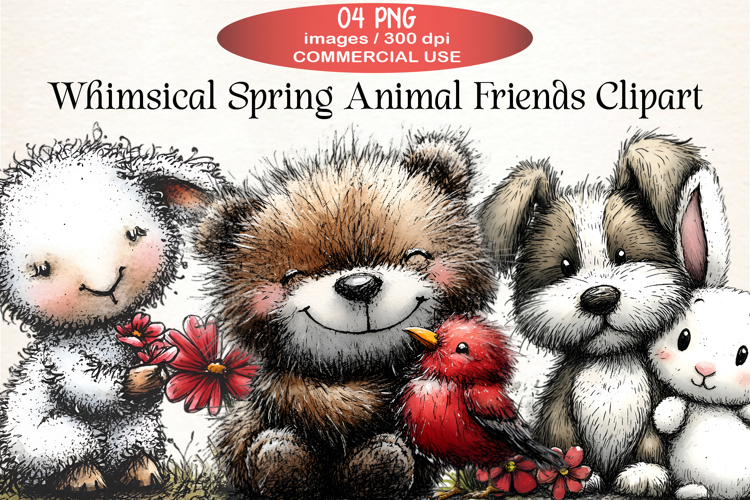 Whimsical Spring Animal Friends Clipart