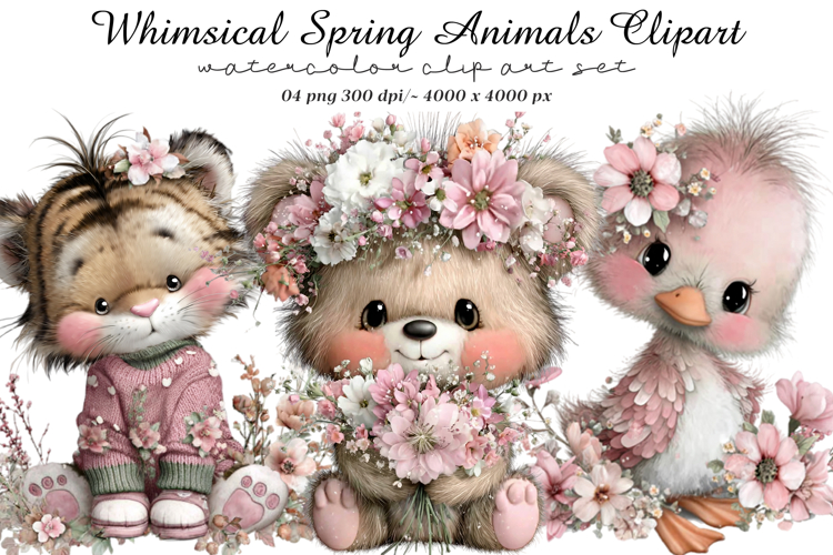 Whimsical Spring Animals Clipart