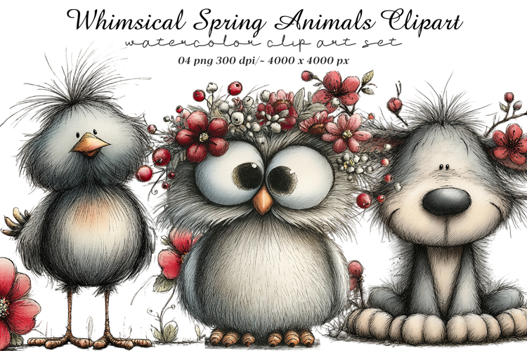 Whimsical Spring Animals Clipart