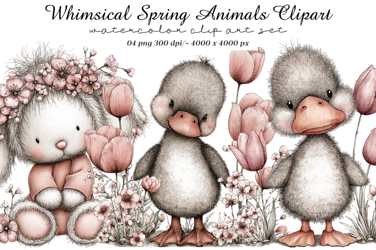 Whimsical Spring Bunny Clipart