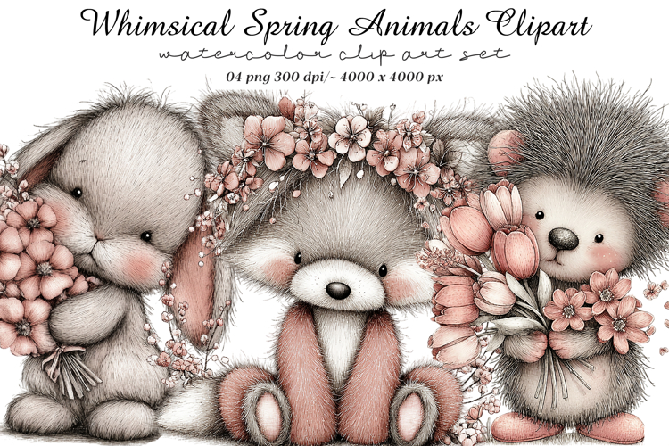 Whimsical Spring Animals Clipart