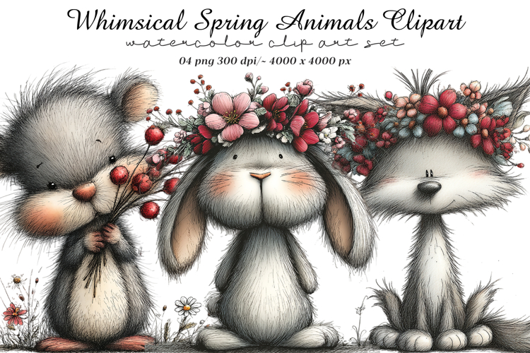 Whimsical Spring Animals Clipart