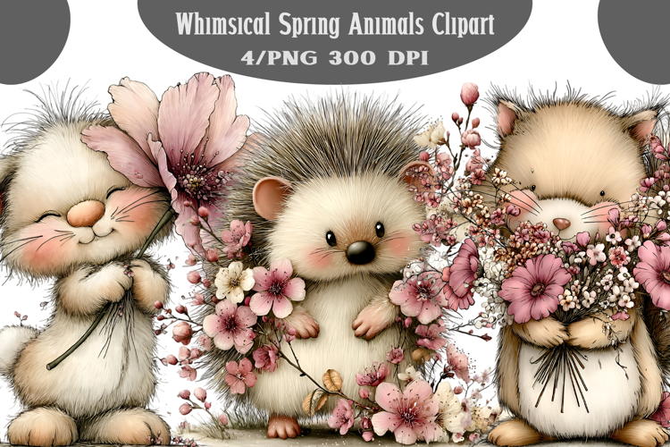 Whimsical Spring Animals Clipart PNG