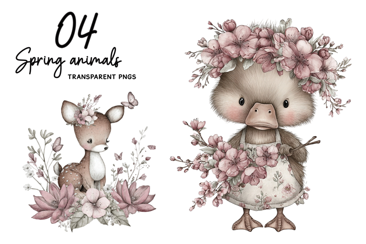 Whimsical spring animals clipart