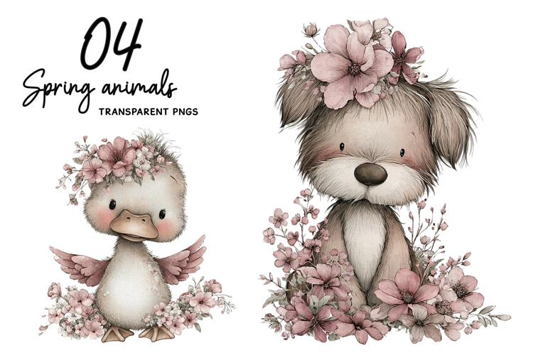 Whimsical spring animals clipart