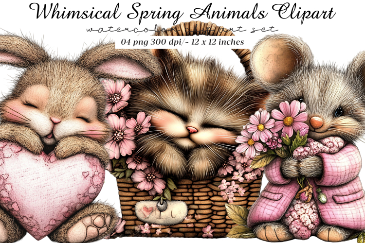 Whimsical Spring Animals Clipart Png
