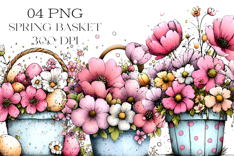 Whimsical Spring Basket Clipart