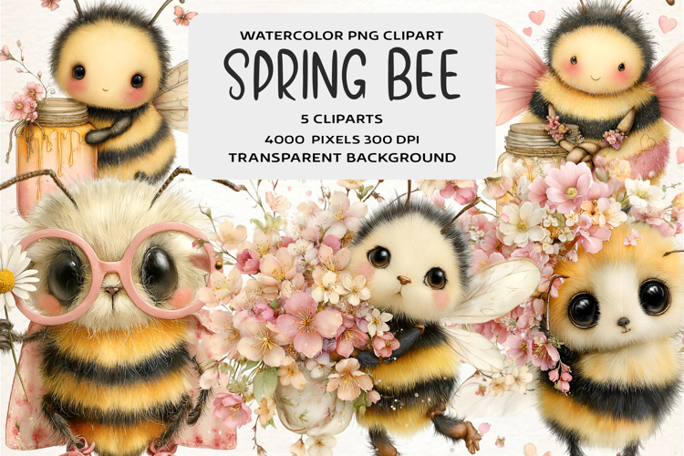 Whimsical Spring Bee Clipart