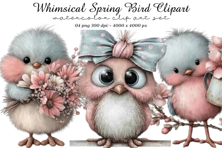 Whimsical Spring Bird Clipart