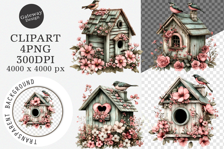 Whimsical Spring Birdhouse Clipart - Spring Birdhouse Png