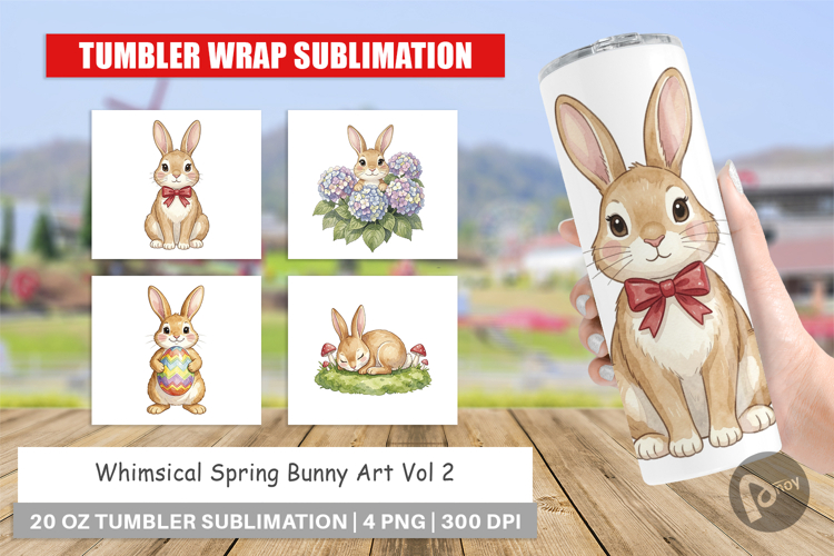 Whimsical Spring Bunny Art Tumbler