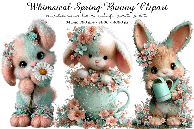 Whimsical Spring Bunny Clipart