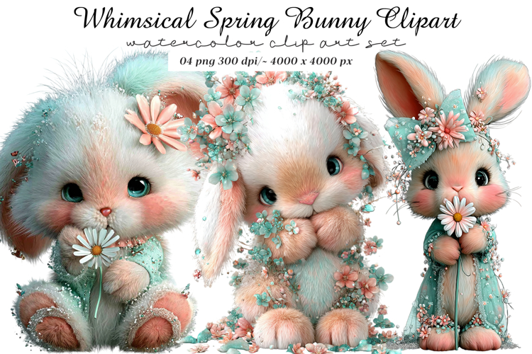 Whimsical Spring Bunny Clipart