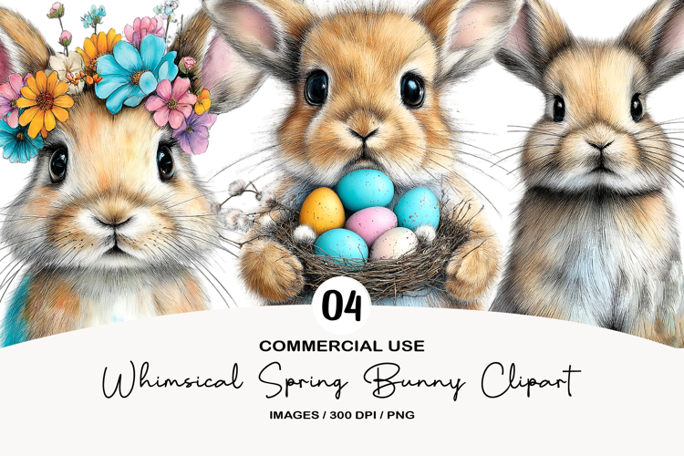 Whimsical Spring Bunny Clipart