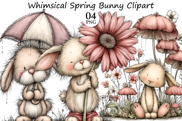 Whimsical Spring Bunny Clipart