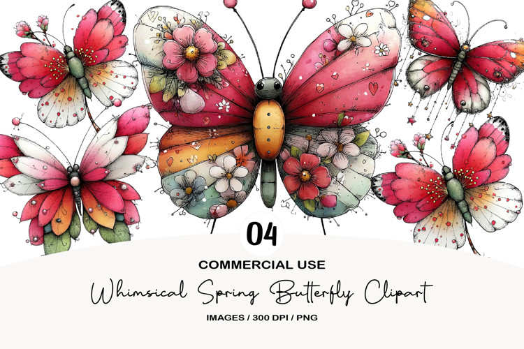 Whimsical Spring Butterfly Clipart