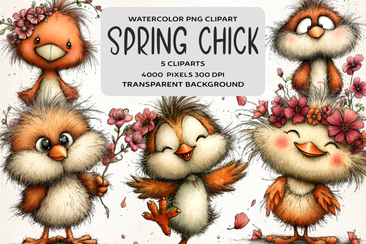 Whimsical Spring Chick Clipart