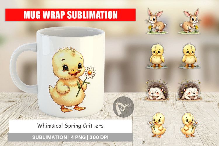 Whimsical Spring Critters Mug Wrap