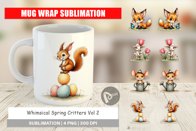 Whimsical Spring Critters Mug Wrap