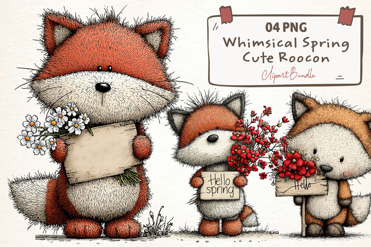 Whimsical Spring Cute Roocon Clipart