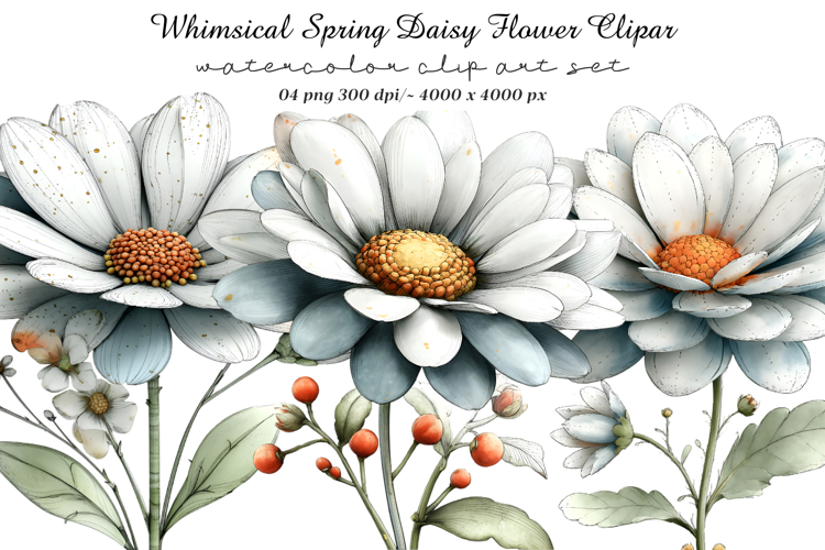 Whimsical Spring Daisy Flower Clipart