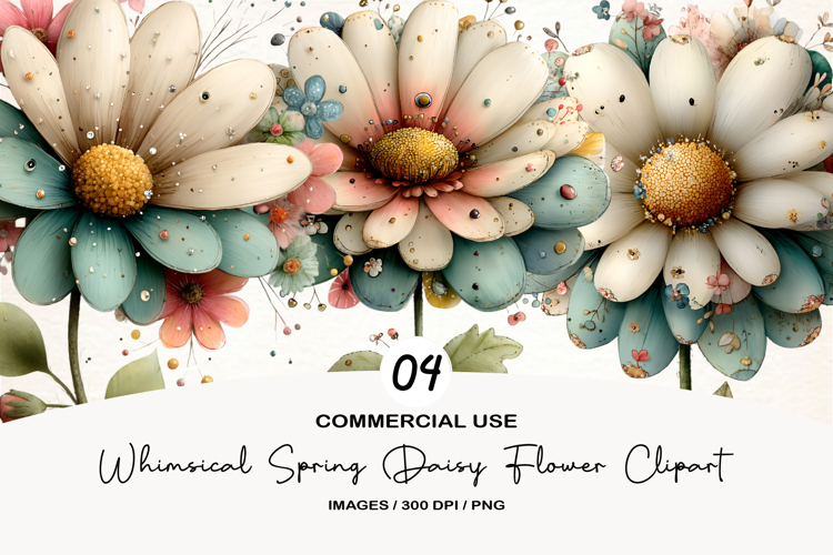 Whimsical Spring Daisy Flower Clipart