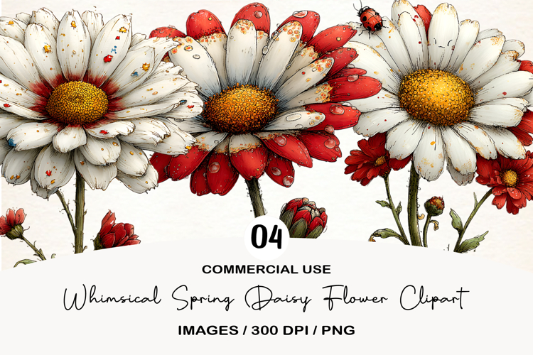 Whimsical Spring Daisy Flower Clipart