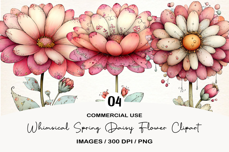 Whimsical Spring Daisy Flower Clipart