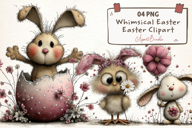 Whimsical Spring Easter Clipart Set