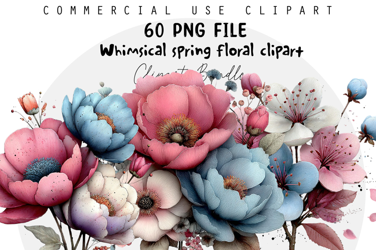 Whimsical spring floral clipart