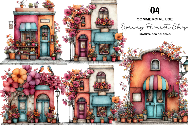 Whimsical Spring Florist Shop Clipart