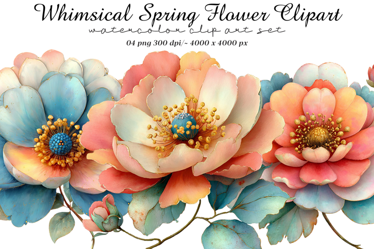 Whimsical Spring Flower Clipart
